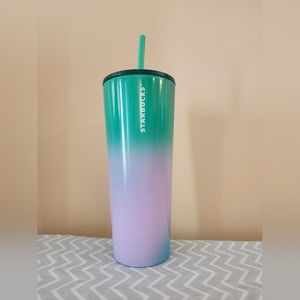 Starbucks tumbler stainless steel Venti purple, blue, and green ombre
